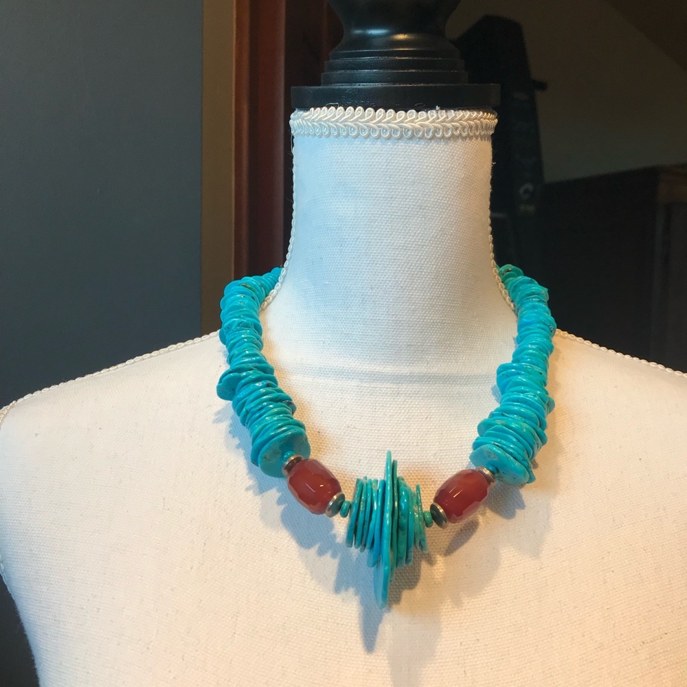 Real Turquoise and Carnelian necklace